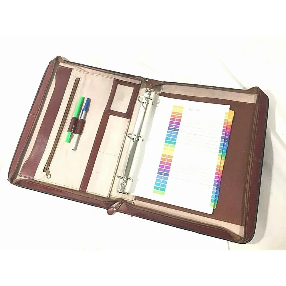Vintage Stebco Briefcase Attache Vegan Pebbled Leather Retractable Handle Binder